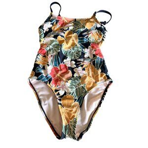 Hurley Tropical Floral One-Piece Swimsuit Strappy Back Design Womens Xs/Tp/Ep